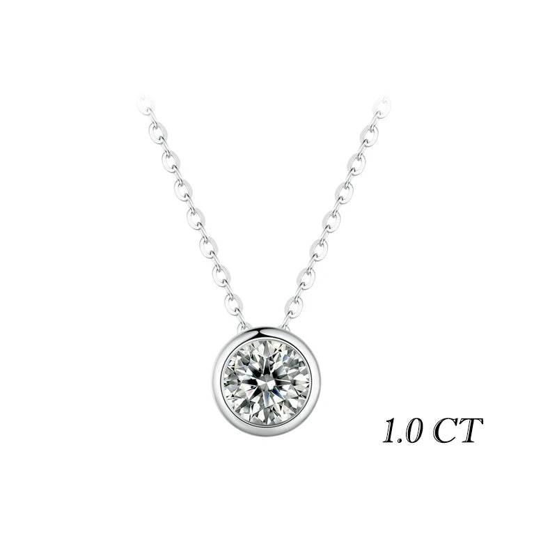 1CT Moissanite Pendant Necklace – D VVS1, 925 Silver, Minimalist Jewelry