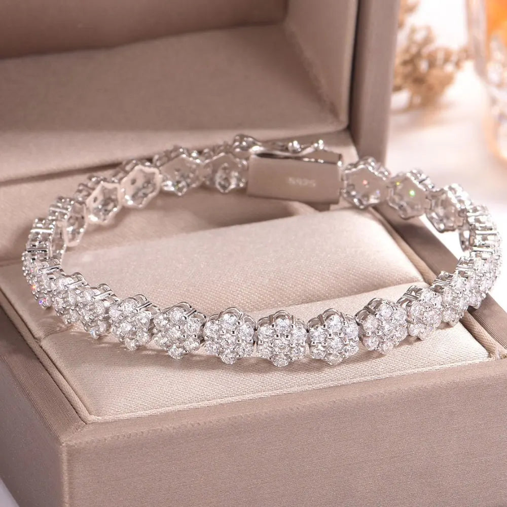 Moissanite Tennis Bracelet – Silver Plated Diamond Jewelry