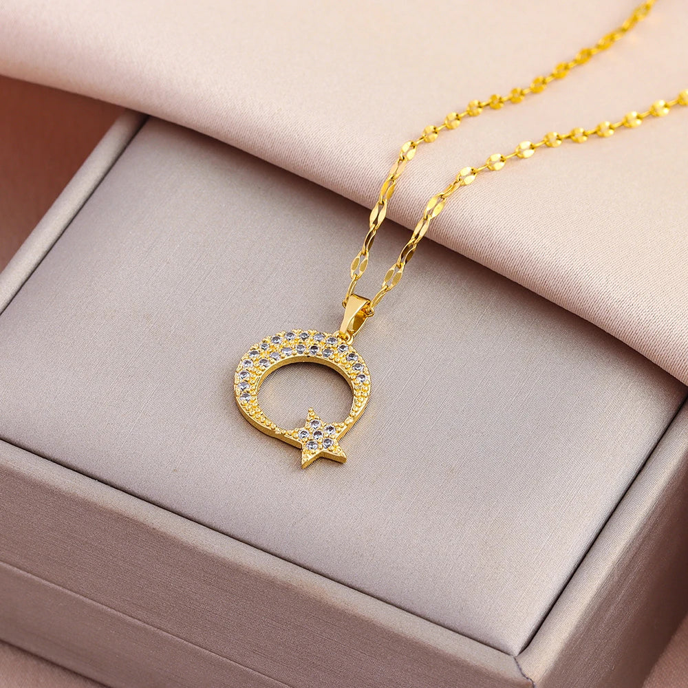 Luxury Zircon Crystal Pendant Necklace – Korean Fashion for Women
