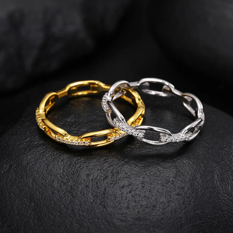 Luxury Moissanite Engagement and Wedding Ring in Gold-Tone Silver