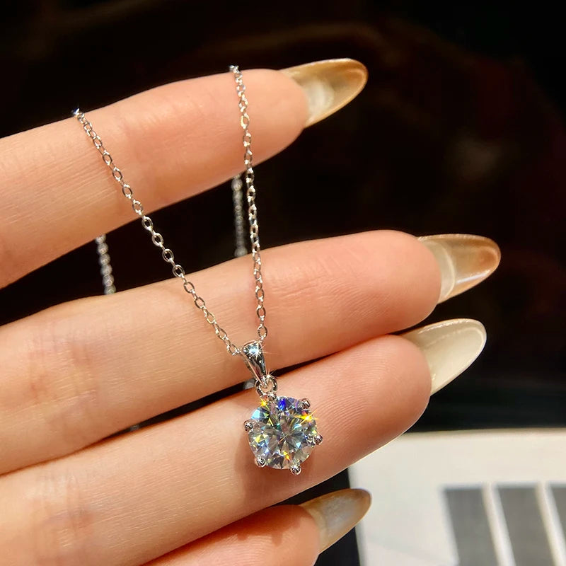Moissanite Diamond Necklace – Sterling Silver for Women