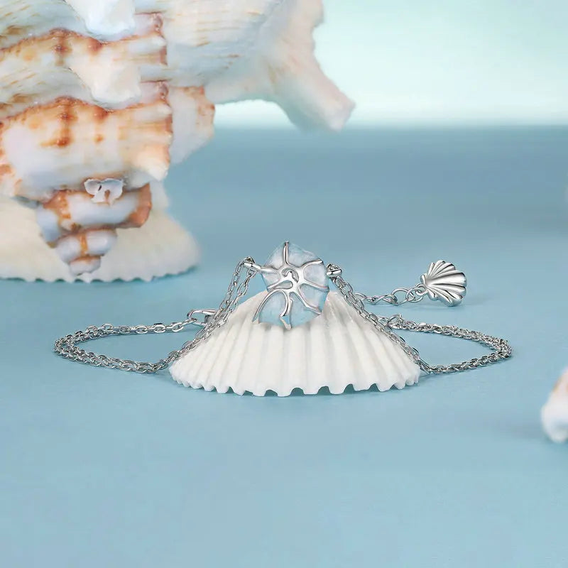 Sterling Silver Blue Seashell Bracelet – Women’s Jewelry Gift