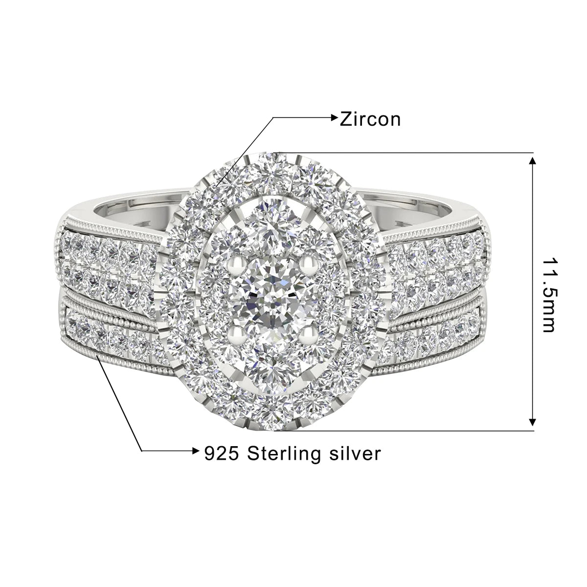 Luxury Moissanite Engagement and Wedding Ring Set in Sterling Silver