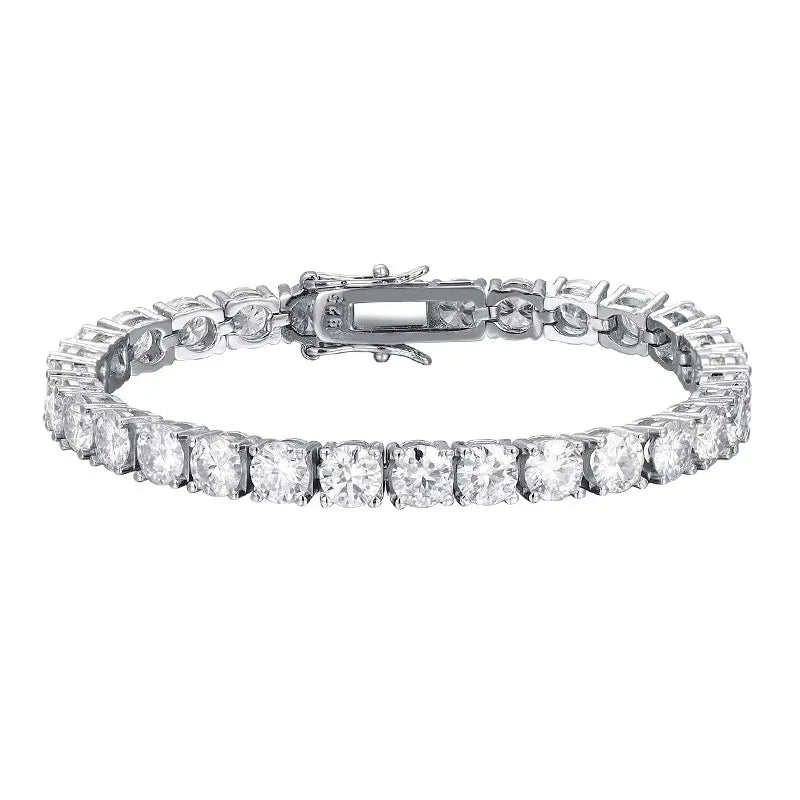 Moissanite Tennis Bracelet in White Gold Plated Sterling Silver