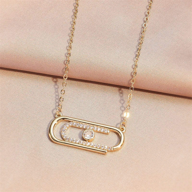 Lightning Paperclip CZ Pave Choker Necklace for Women