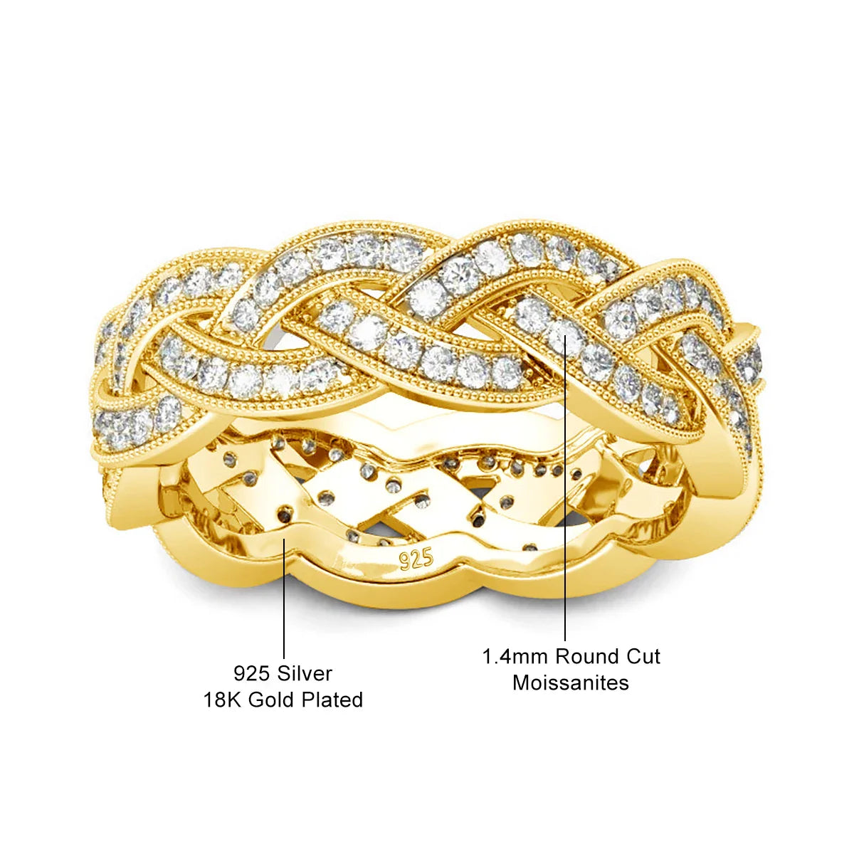 Luxury Moissanite Engagement and Wedding Ring – Elegant Cuban Chain Design