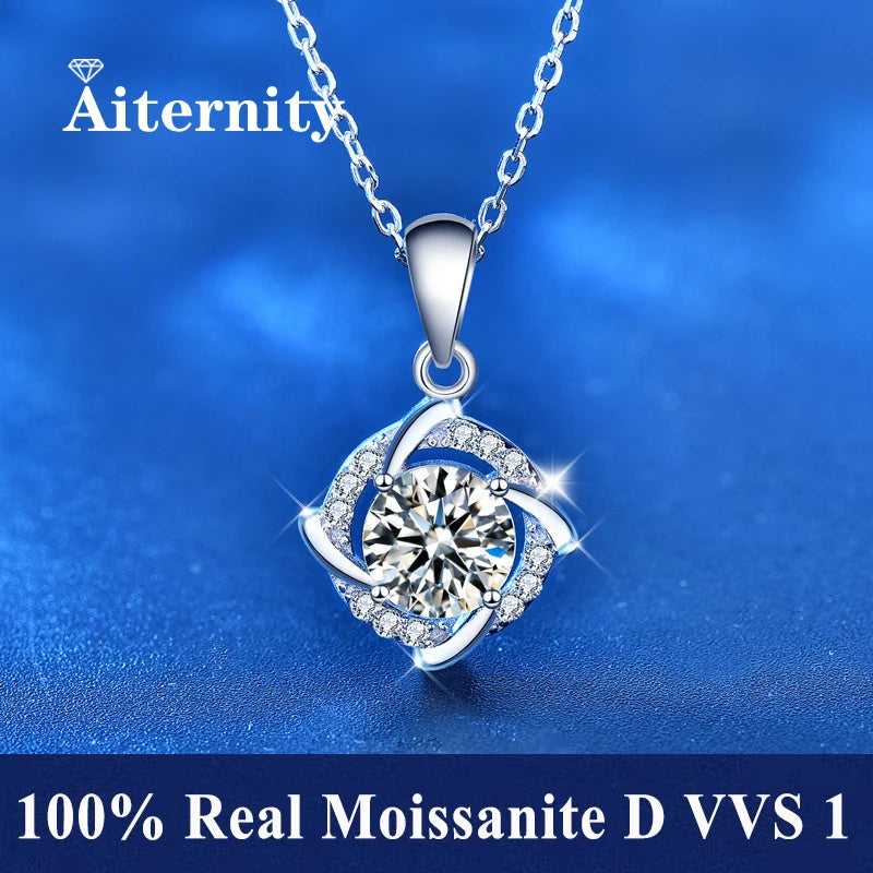 1ct Moissanite Square Necklace – 925 Silver, Trendy & Elegant
