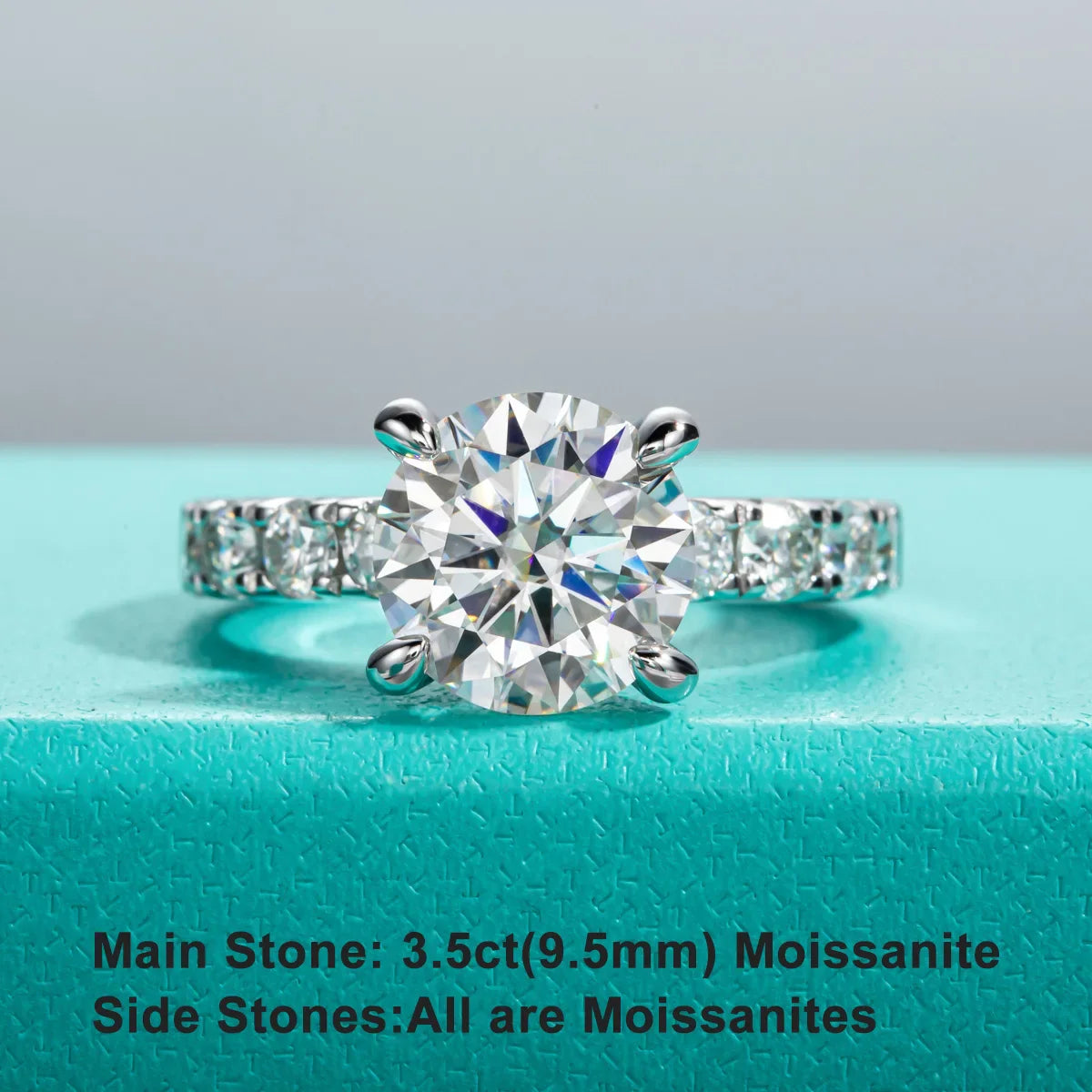Luxury Moissanite Engagement Ring and Wedding Band in Sterling Silver