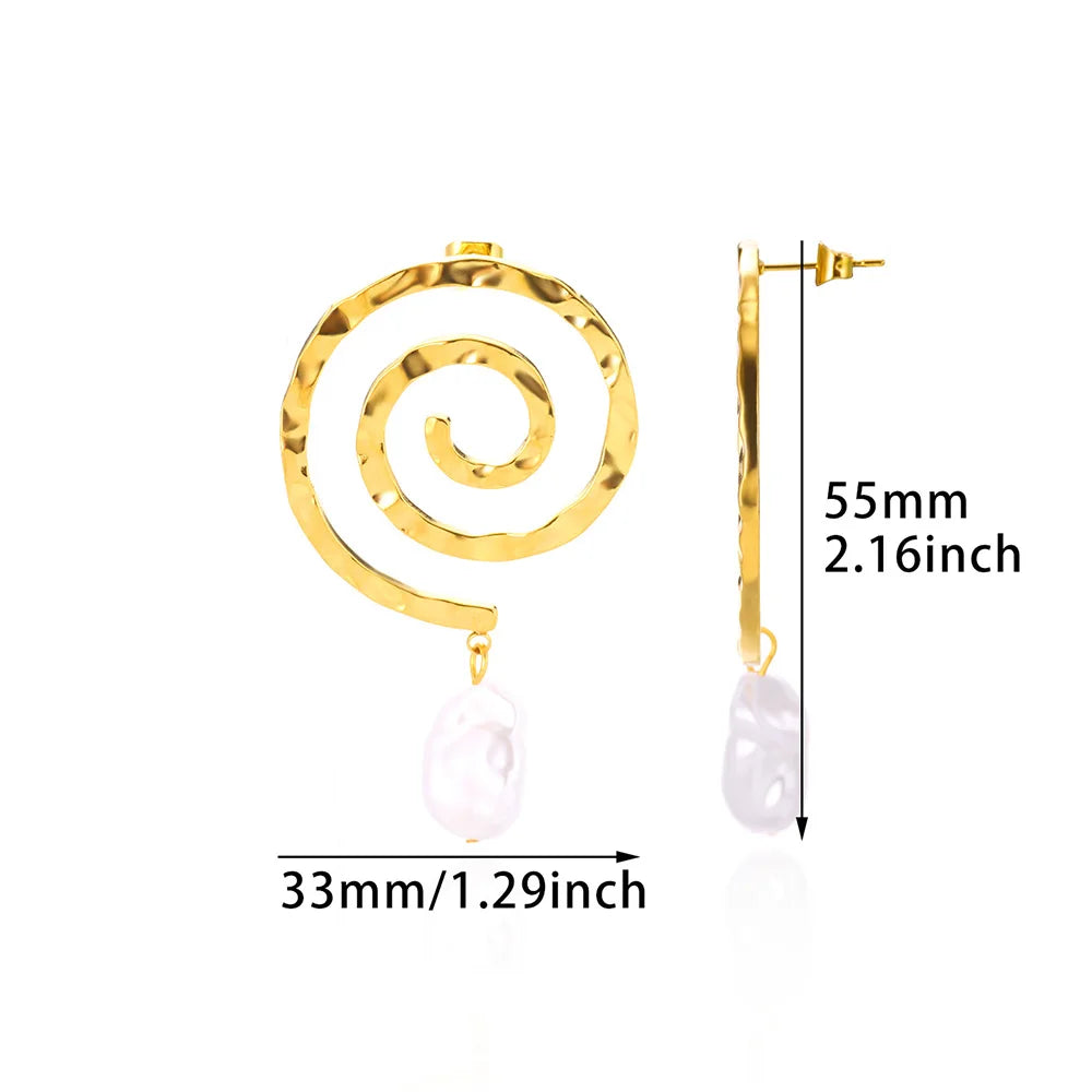 Baroque Pearl Circle Earrings for Women – Vintage Punk Clip-On