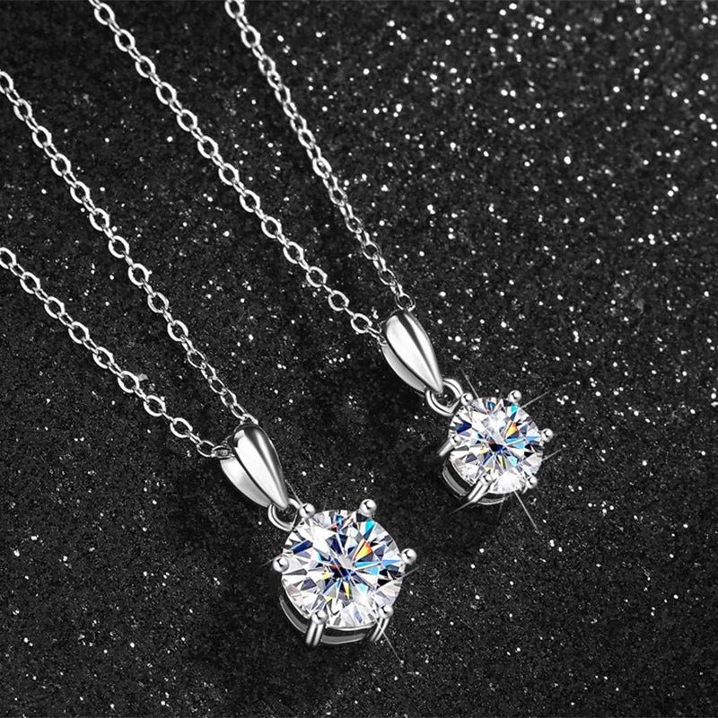 1ct Moissanite Square Necklace – 925 Silver, Trendy & Elegant