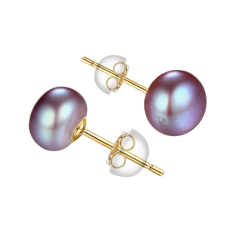 Natural Freshwater Pearl Stud Earrings in Sterling Silver