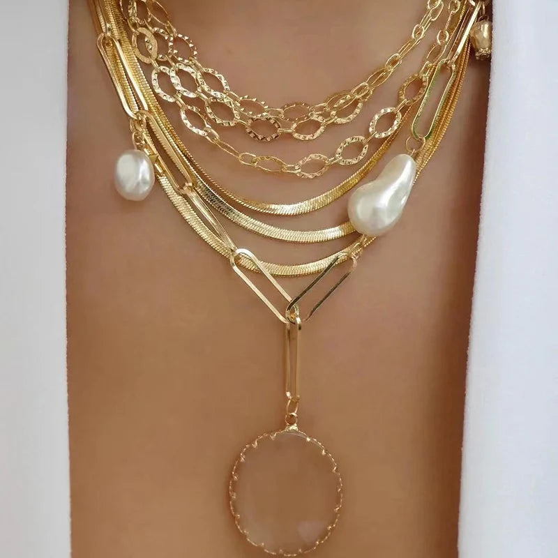 Multilayer Crystal Butterfly Heart Pendant Necklace for Women
