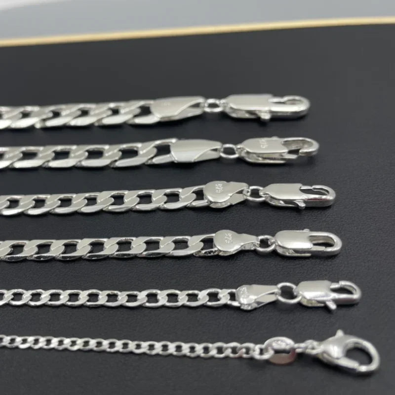 Men’s 925 Sterling Silver Face Chain Necklace with Lobster Clasp