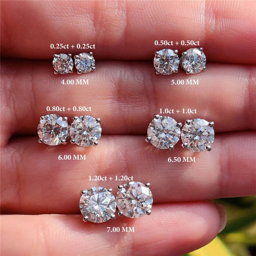 Luxury Moissanite Piercing Earrings in 925 Sterling Silver – Classic Sparkling Studs