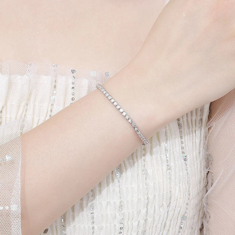 Moissanite Tennis Bracelet White Gold Plated Sterling Silver