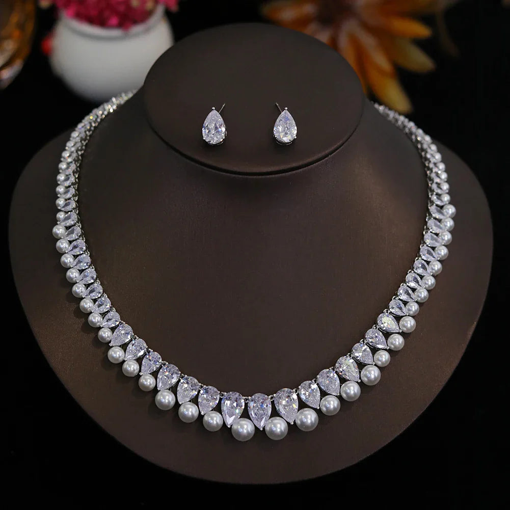 Pearl Choker Necklace Set for Women Bridal Wedding Jewelry Bridesmaid Gift