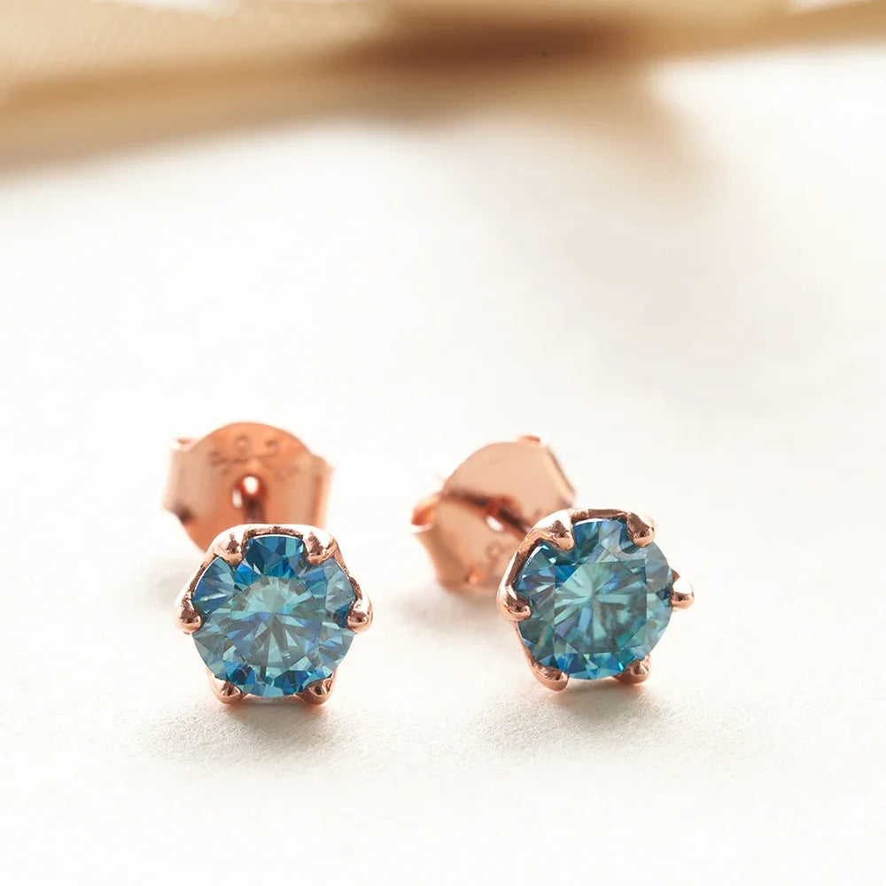 Wedding Moissanite Stud Earrings – Lab Created Diamond, Gold Plated Silver