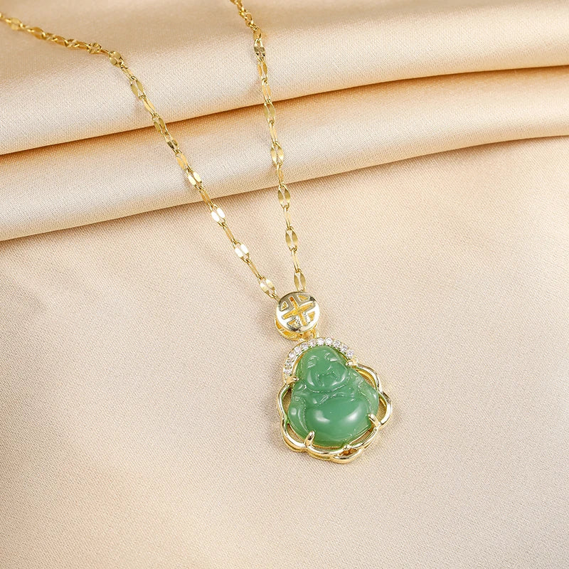 Trendy Green Zircon Pendant Necklace for Women