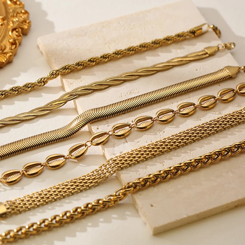 Gold Stainless Steel Unisex Chain Bracelet – 2025 Antiallergic Bangle