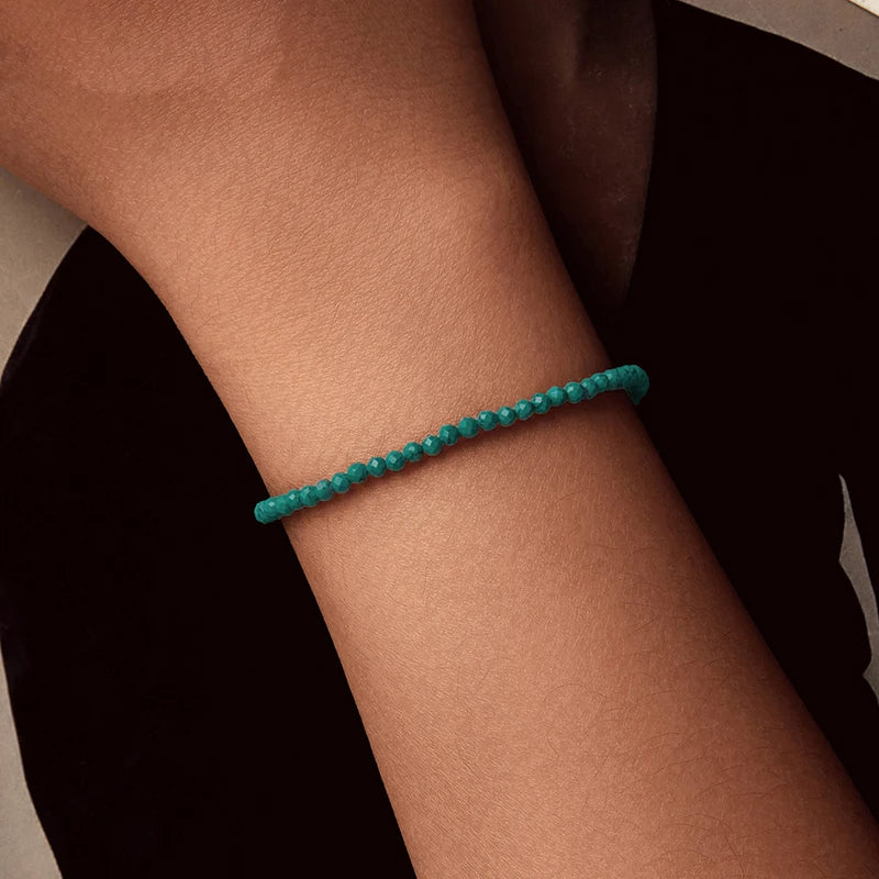 Dainty Sterling Silver Turquoise Bracelet – Adjustable Birthstone Jewelry