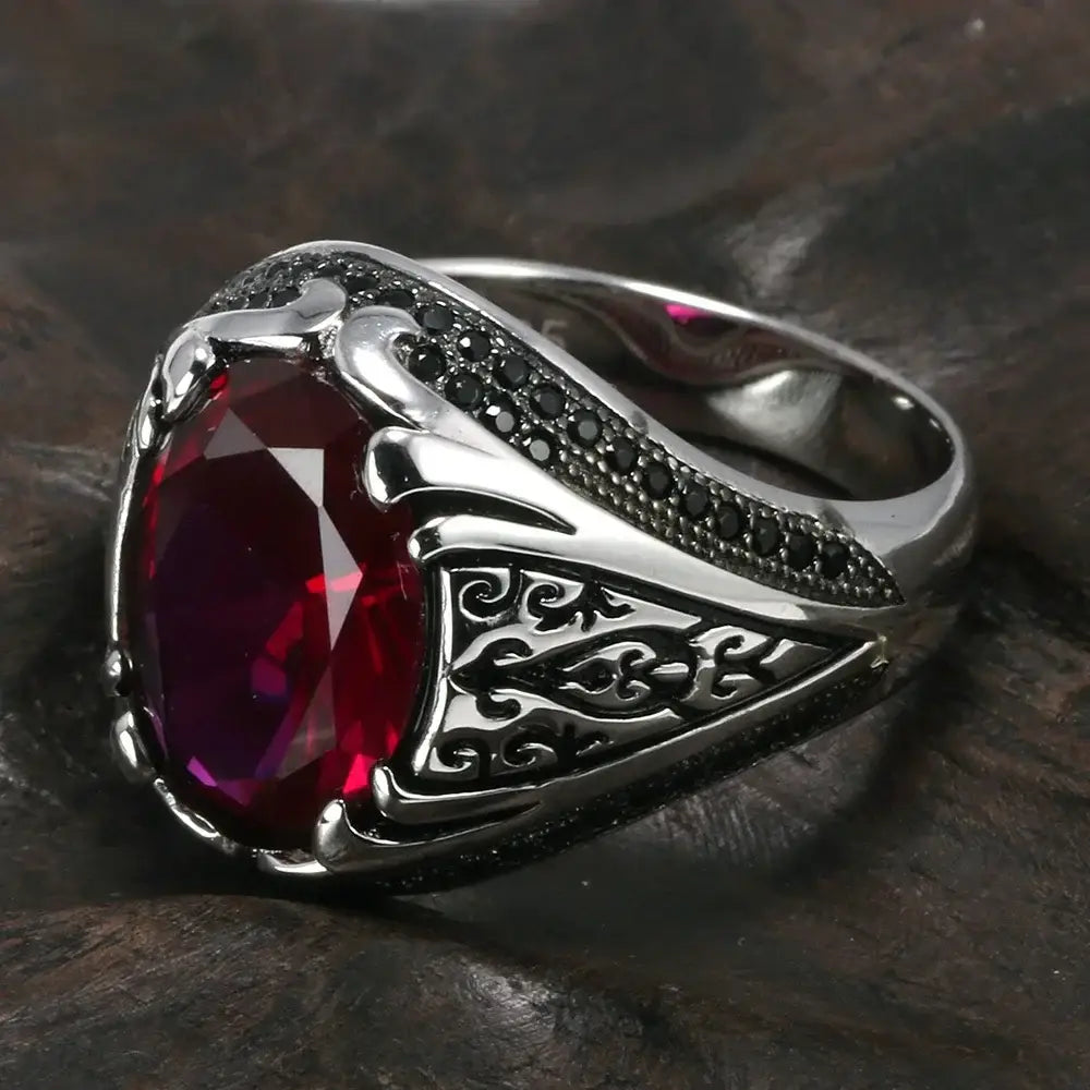 Luxury Turkish Silver Ring with Zircon Stone – Vintage Style