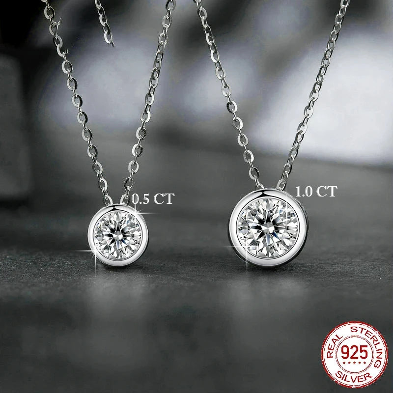 1CT Moissanite Pendant Necklace – D VVS1, 925 Silver, Minimalist Jewelry