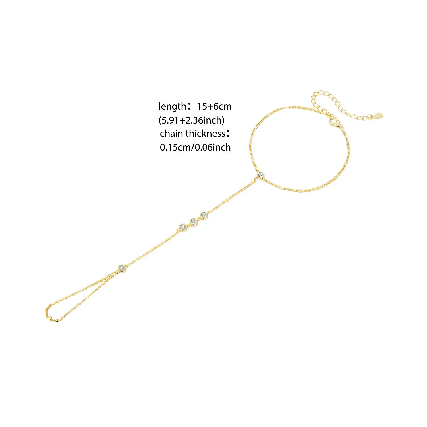 Sterling Silver Tassel Finger Chain Bracelet for Women