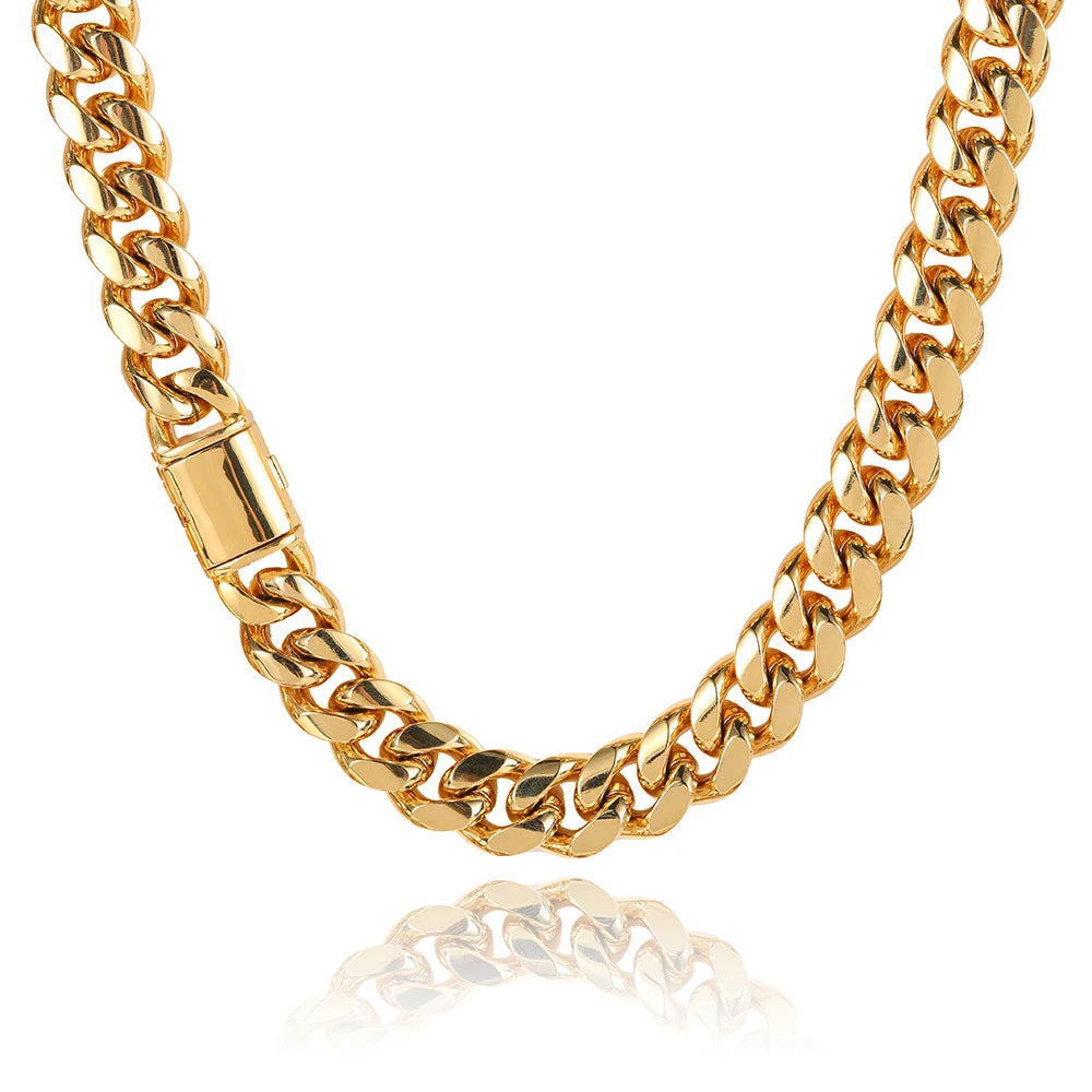 Men’s Heavy Miami Cuban Link Chain Necklace Stainless Steel Durable