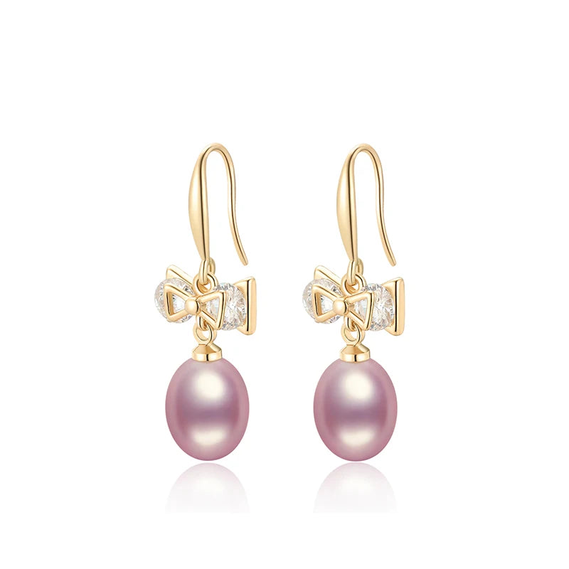 Butterfly Bow Pearl Dangle Earrings for Women Luxury Jewelry Gift