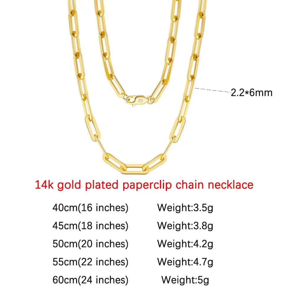 Classic Sterling Silver Paperclip Chain Necklace Unisex Jewelry