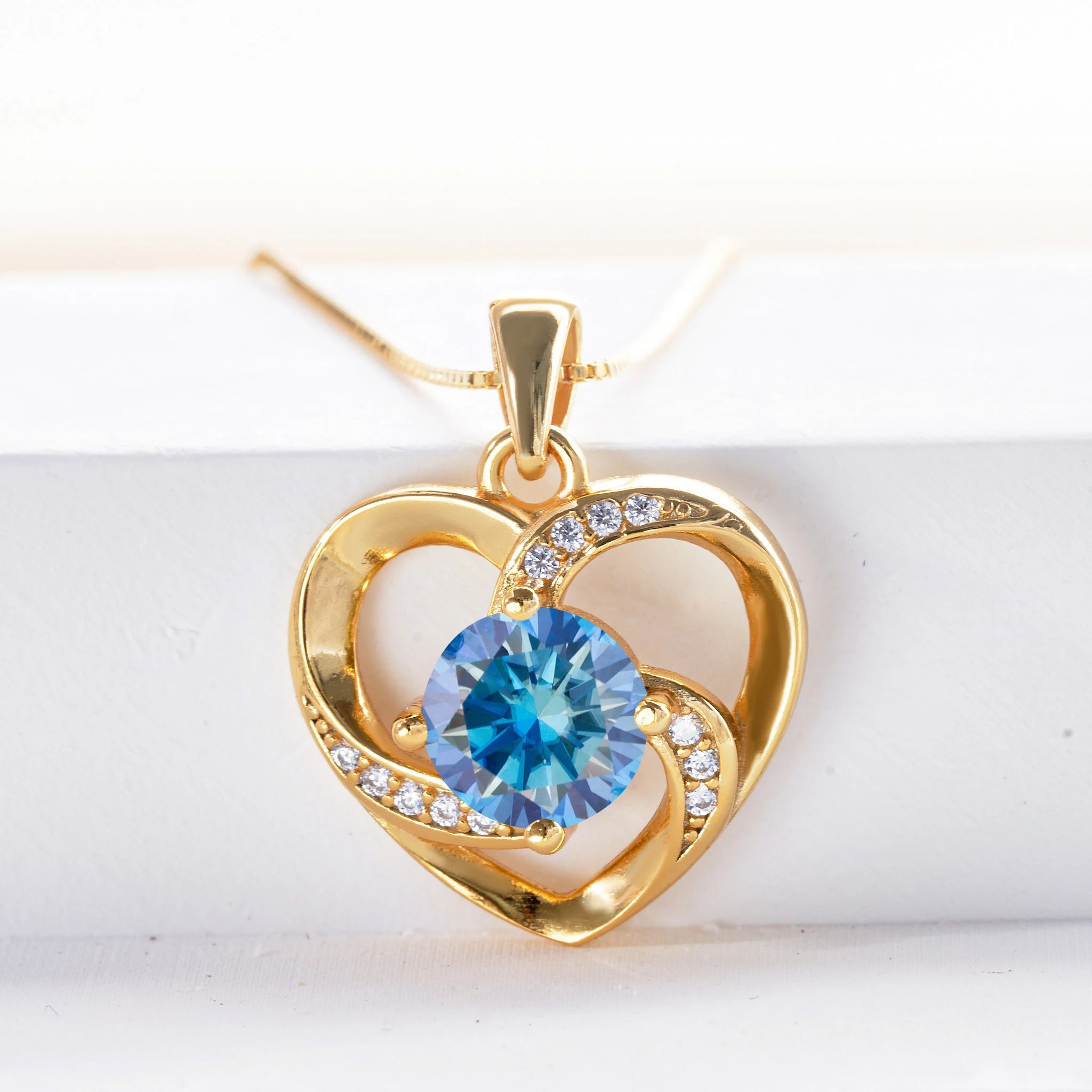 1CT Moissanite Heart Pendant Necklace – 925 Silver, Gold Plated