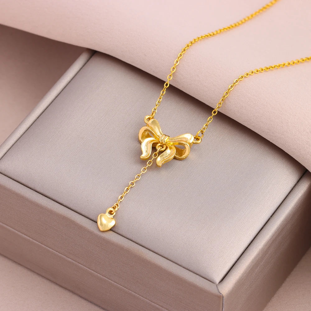 Gold Plated Stainless Steel Necklace for Women – Pendant Clavicle Chain