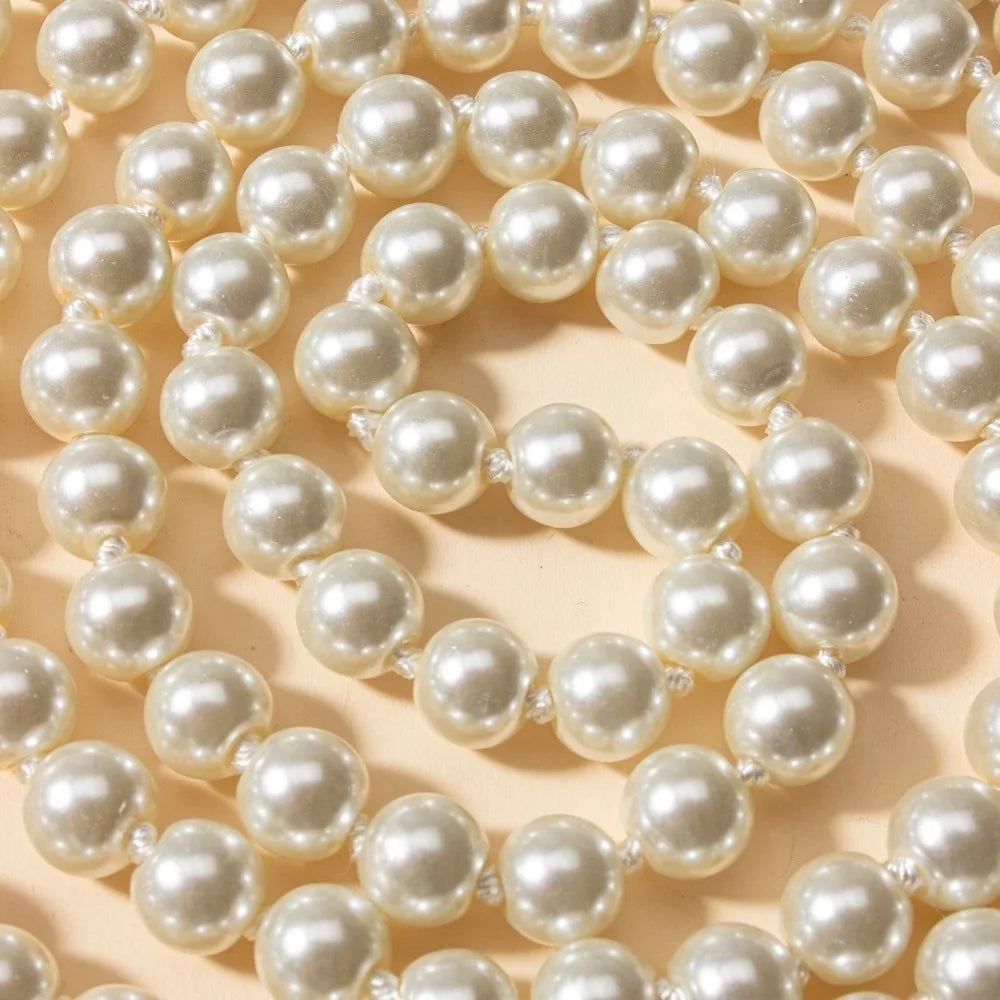 150cm Knot-Bead Pearl Necklace, Japanese/Korean Trendy Long Chain