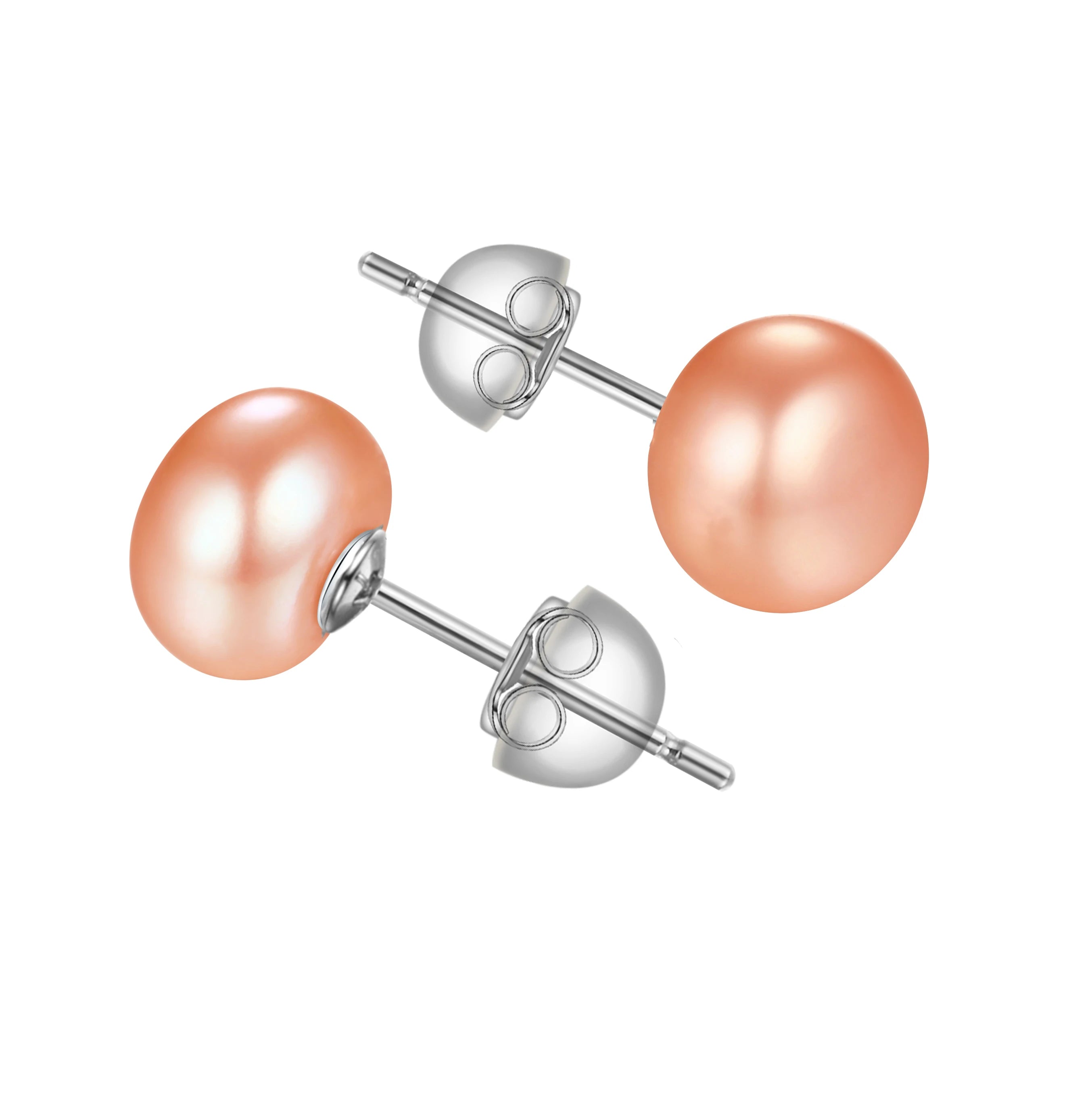 Natural Freshwater Pearl Stud Earrings in Sterling Silver