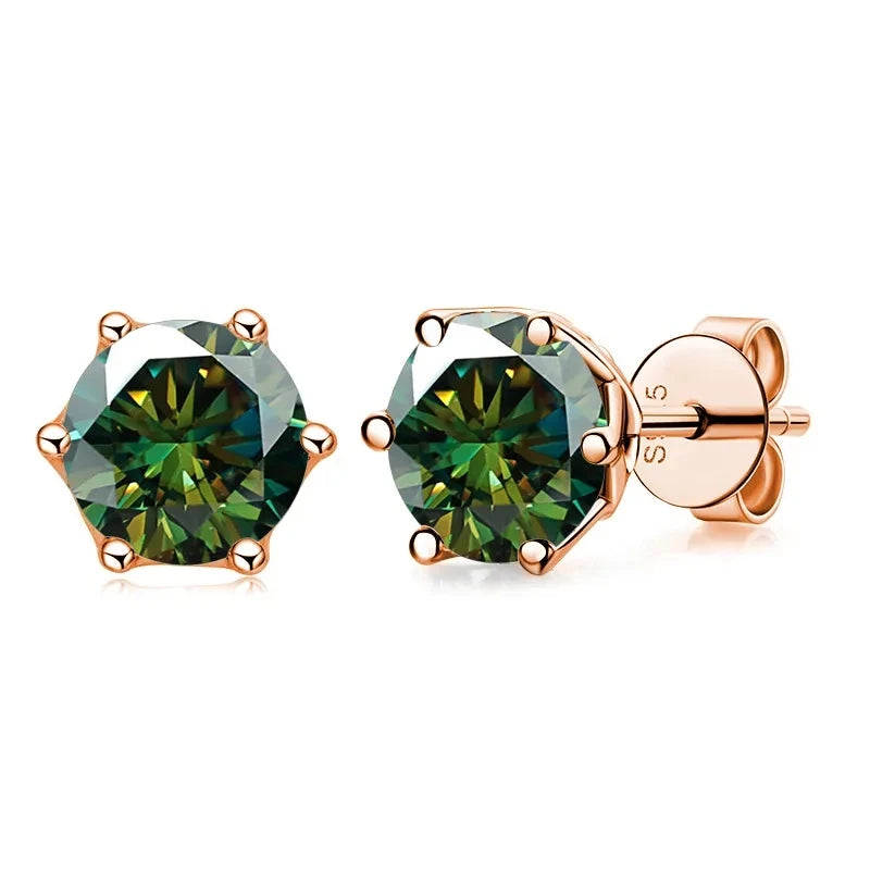 Wedding Moissanite Stud Earrings – Lab Created Diamond, Gold Plated Silver