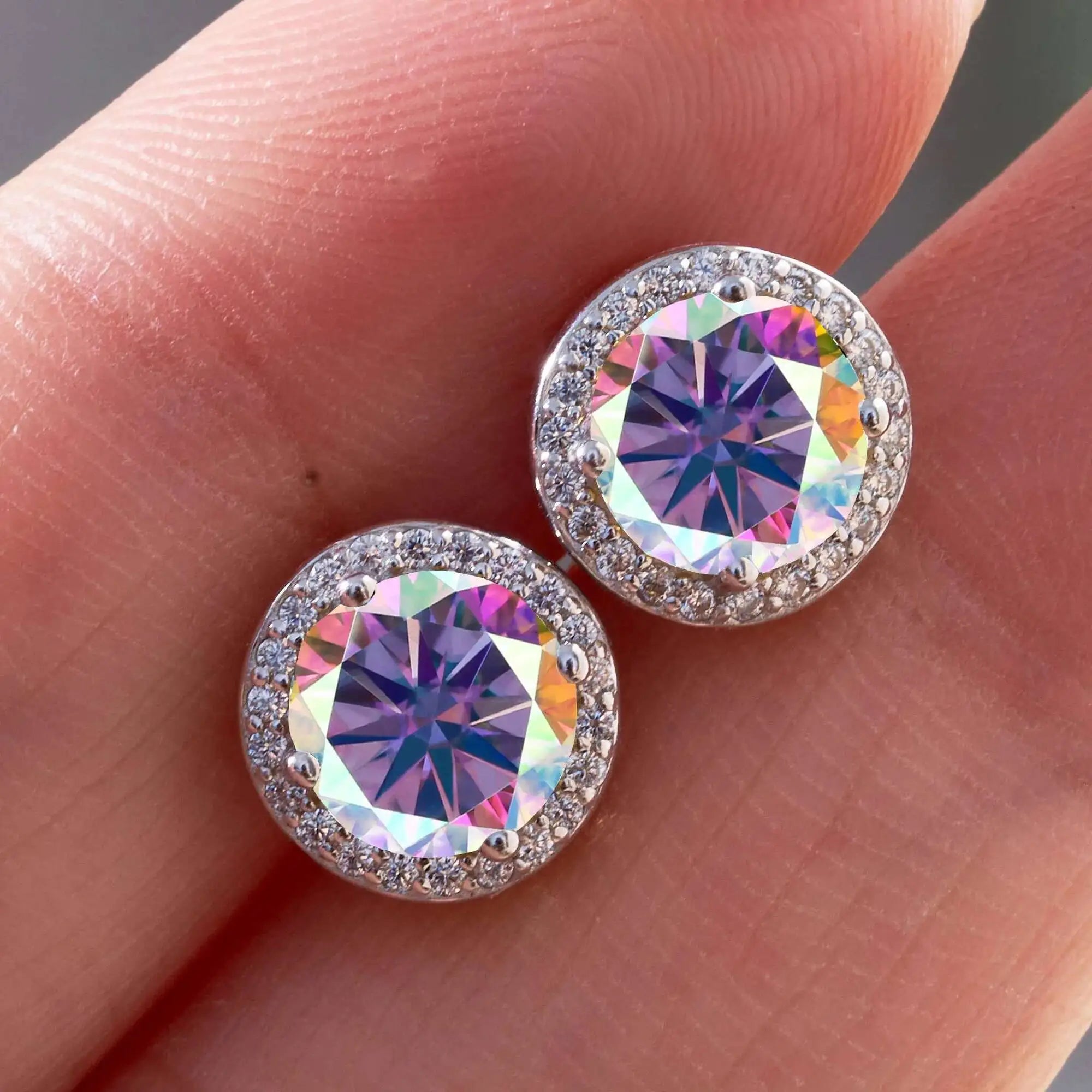 Luxury Sterling Silver Moissanite Round Earrings – Daily Wear Bridal Gift