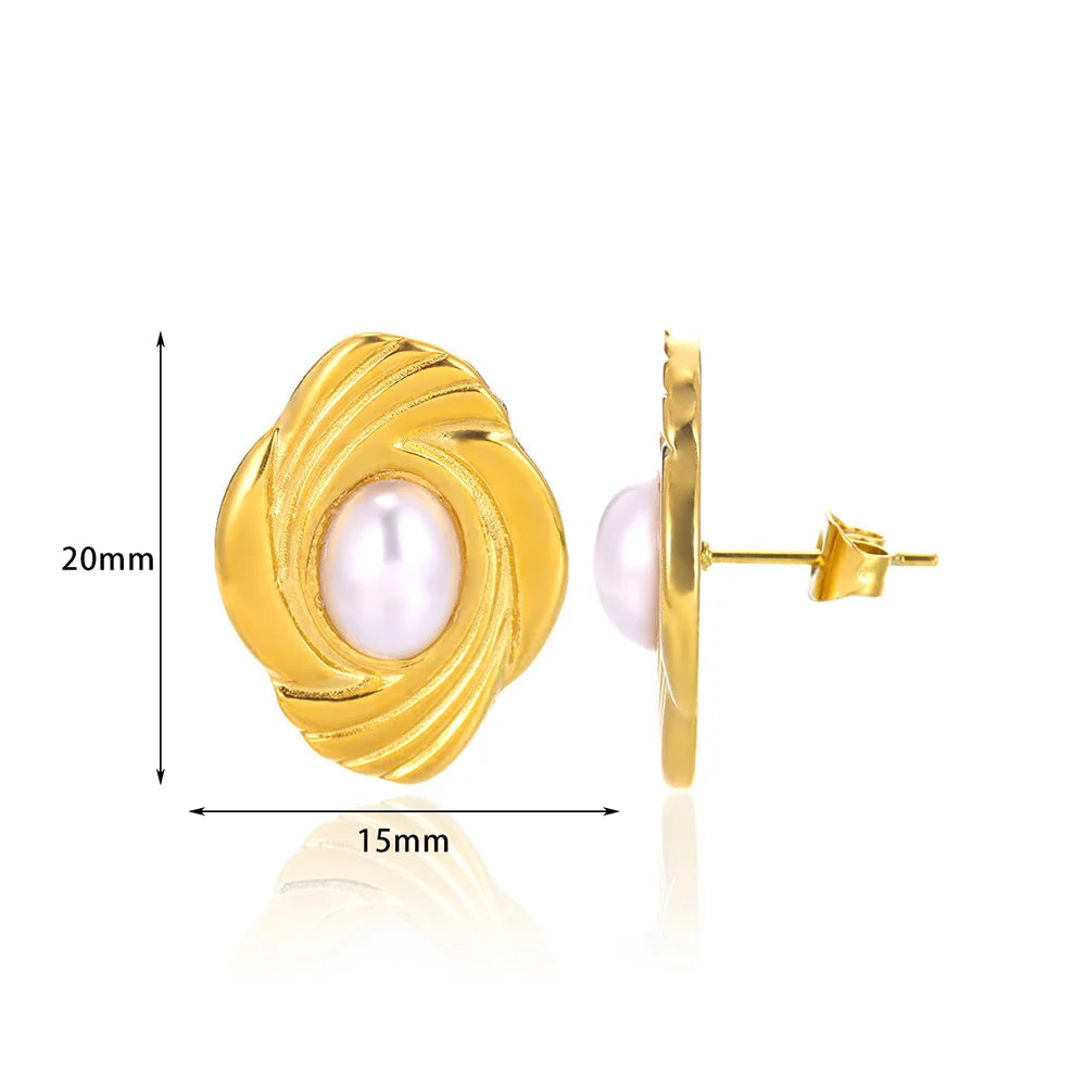 Baroque Pearl Circle Earrings for Women – Vintage Punk Clip-On
