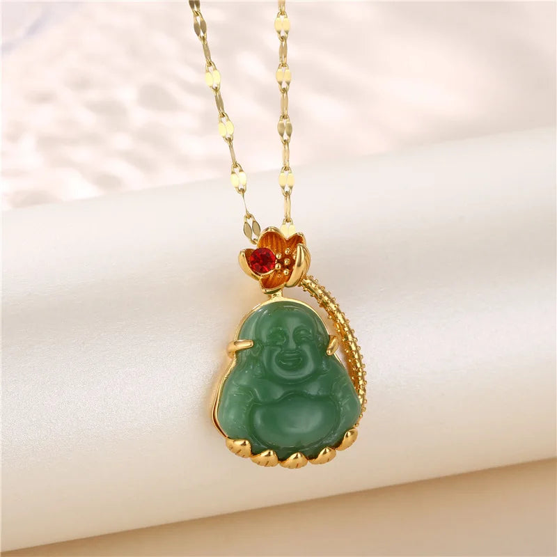 Trendy Green Zircon Pendant Necklace for Women
