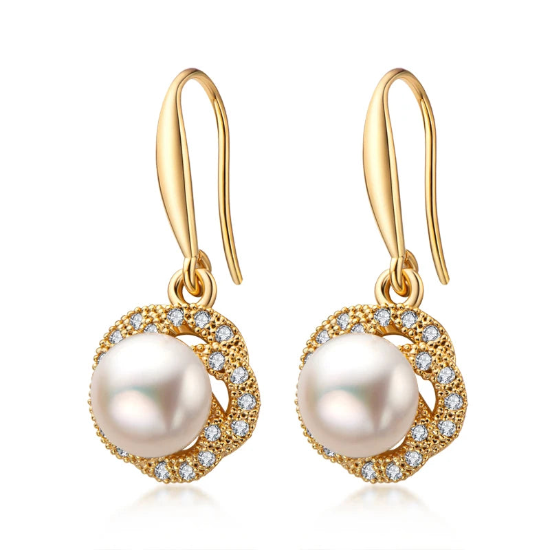 Butterfly Bow Pearl Dangle Earrings for Women Luxury Jewelry Gift