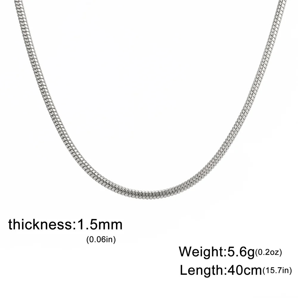 Unisex Stainless Steel Round Snake Chain Necklace – Fashion Jewelry
