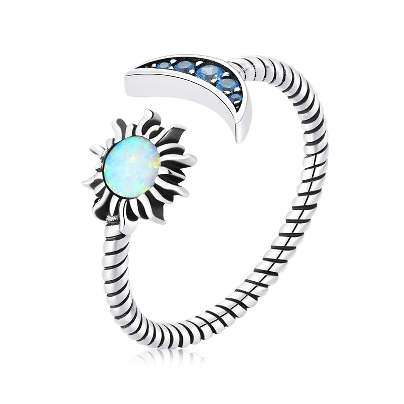 Women’s Adjustable Sterling Silver Zircon Stackable Engagement Ring