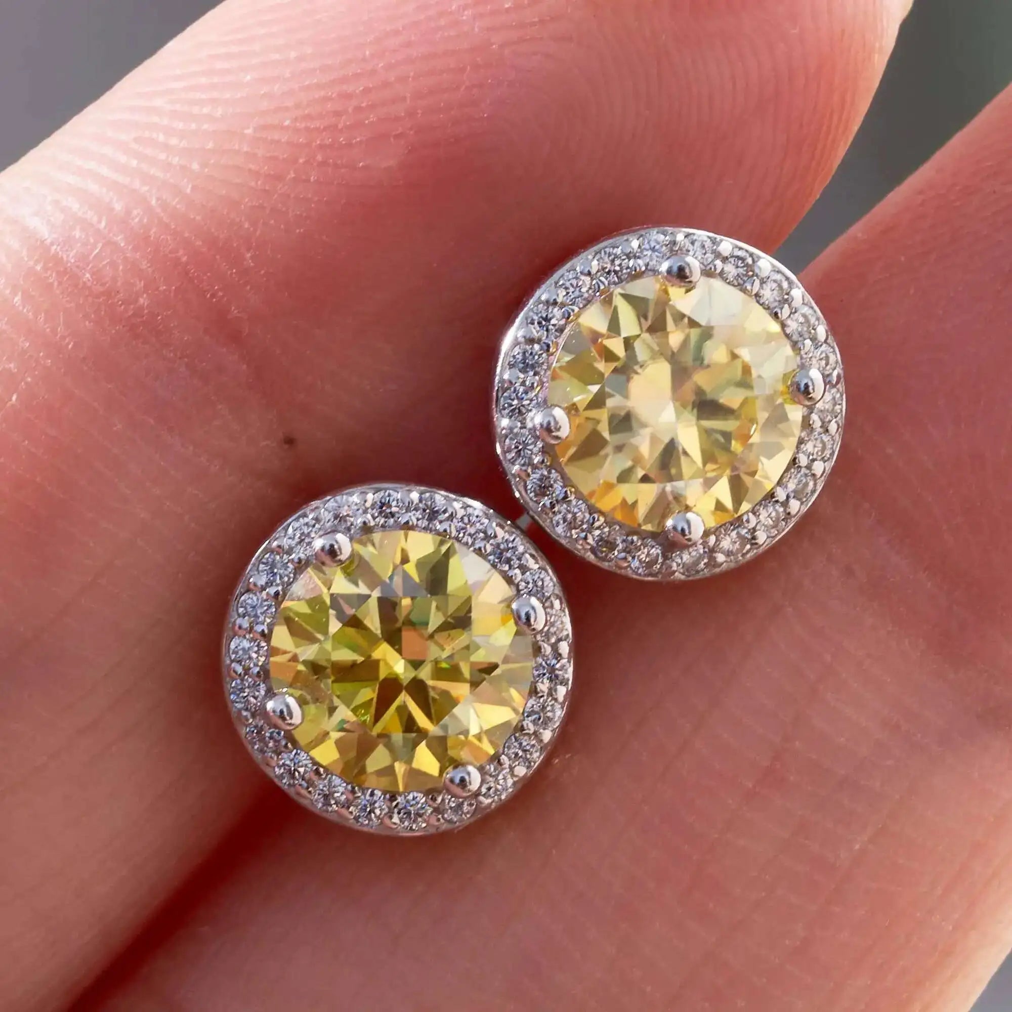 Luxury Sterling Silver Moissanite Round Earrings – Daily Wear Bridal Gift