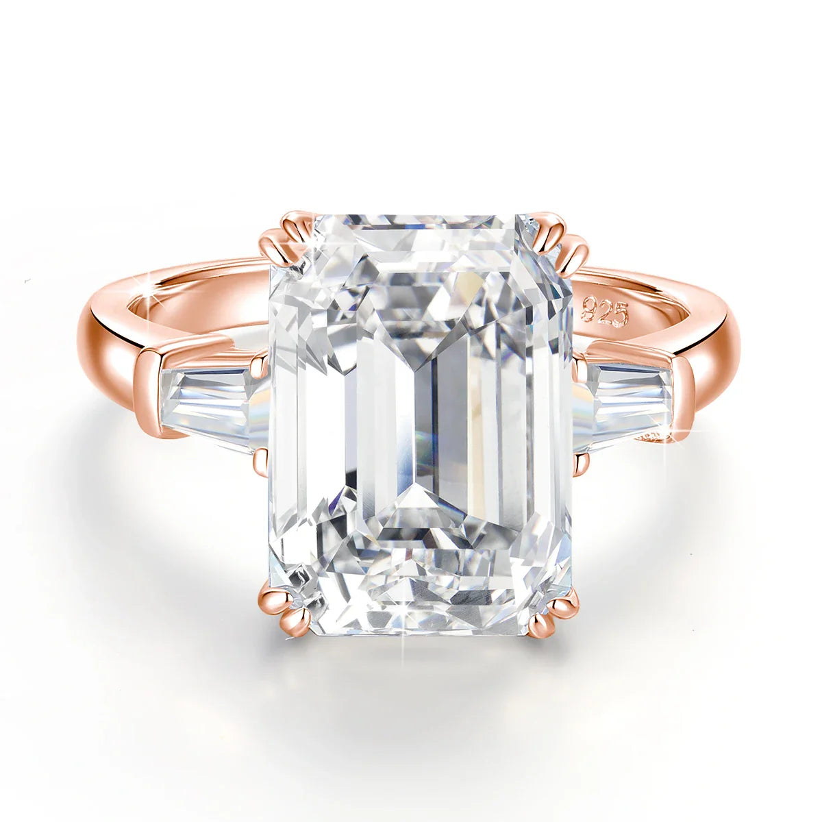 Luxury Emerald Cut Moissanite Engagement & Wedding Ring