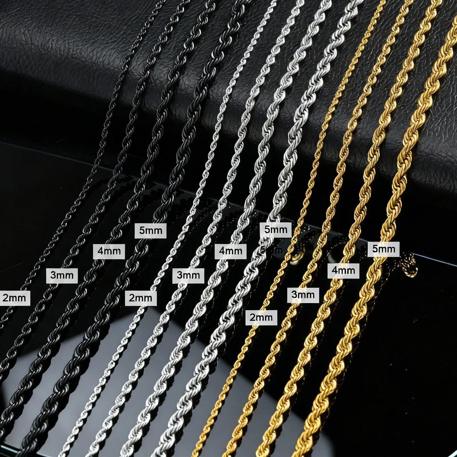 Gold Twisted Rope Chain Necklace – Men & Women Stainless Steel