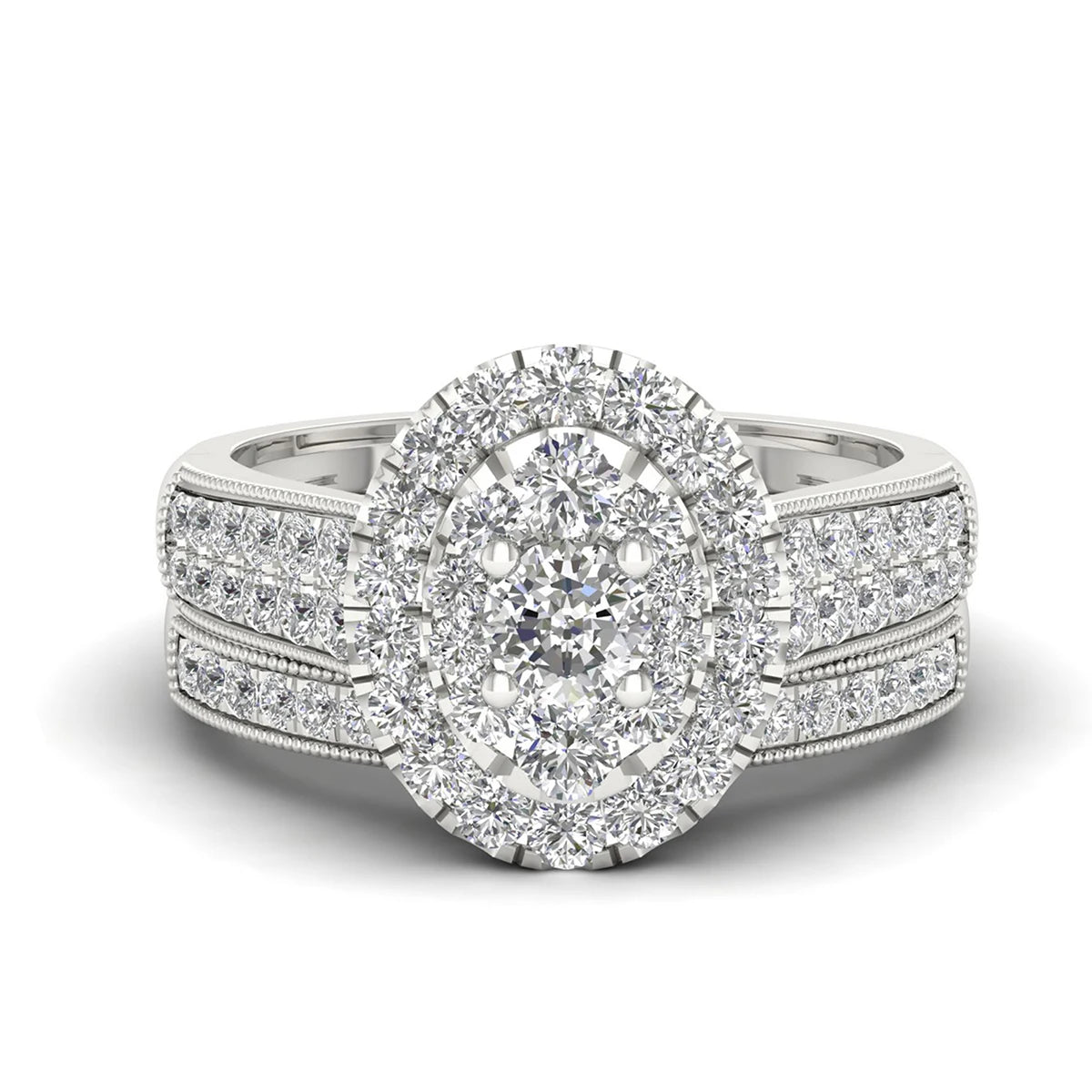 Luxury Moissanite Engagement and Wedding Ring Set in Sterling Silver