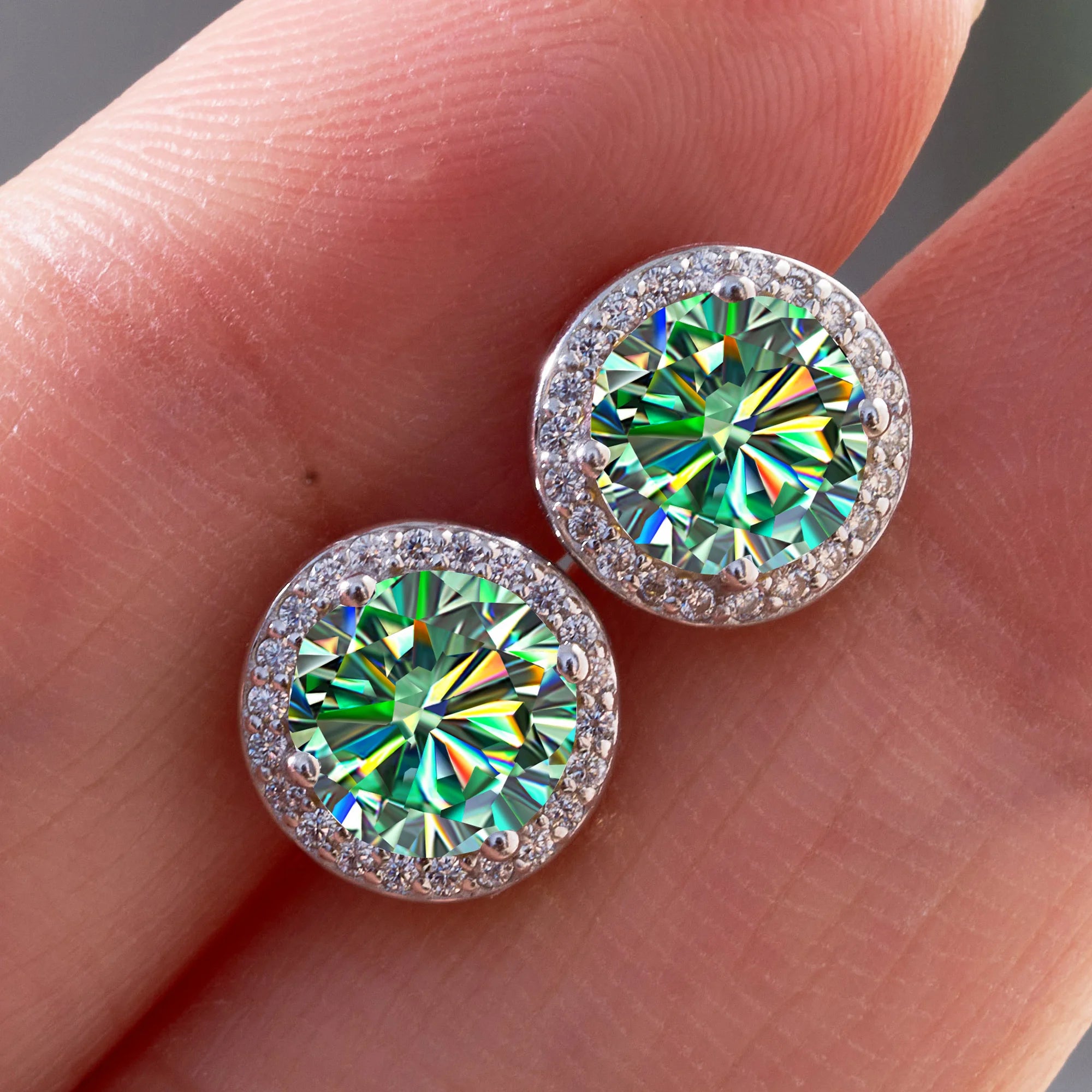 Luxury Sterling Silver Moissanite Round Earrings – Daily Wear Bridal Gift