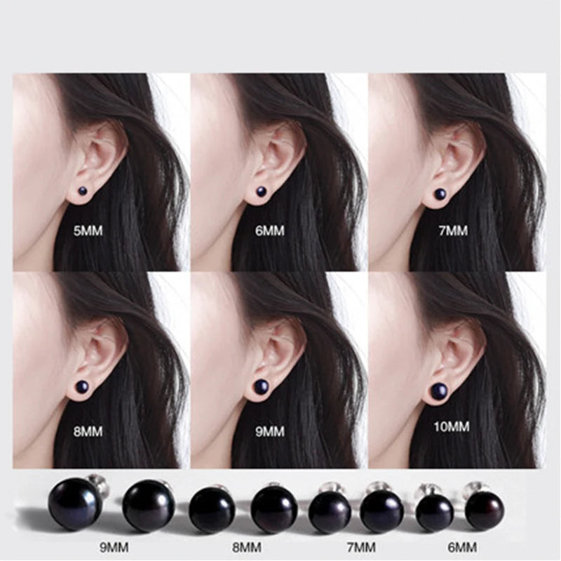 Natural Freshwater Pearl Stud Earrings in Sterling Silver