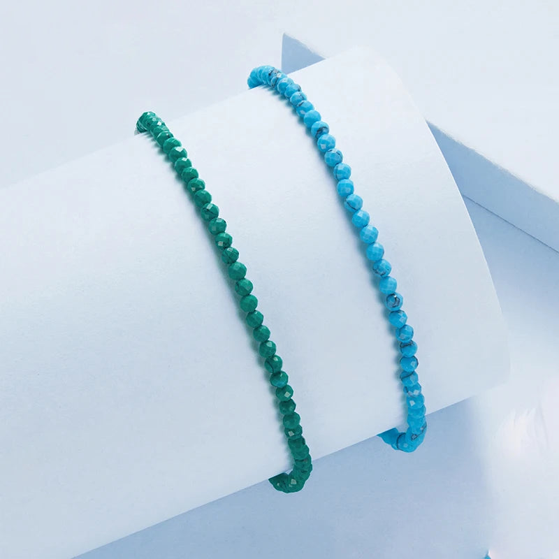Dainty Sterling Silver Turquoise Bracelet – Adjustable Birthstone Jewelry