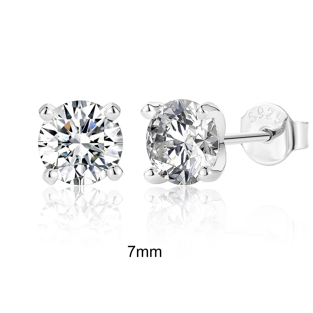 Luxury Moissanite Piercing Earrings in 925 Sterling Silver – Classic Sparkling Studs
