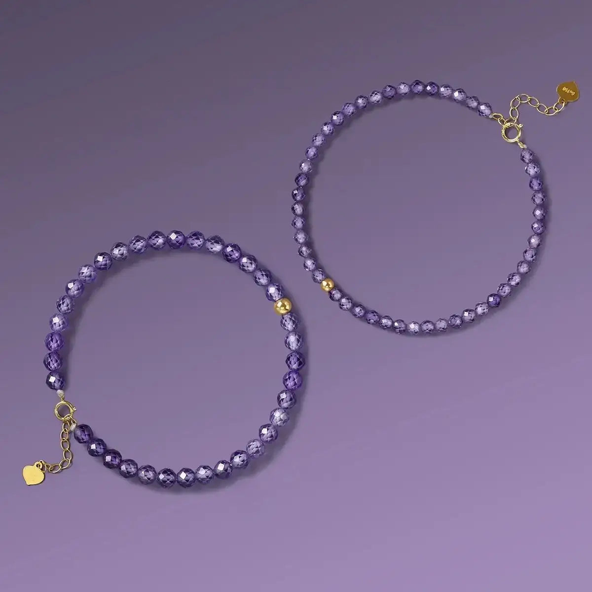 Natural Faceted Amethyst Bracelet - Minimalist Delicate Jewelry